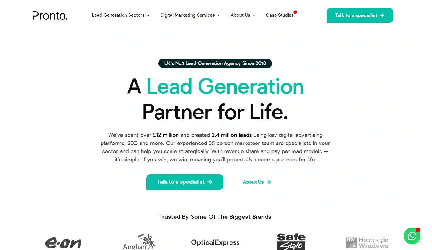 Lead Pronto homepage