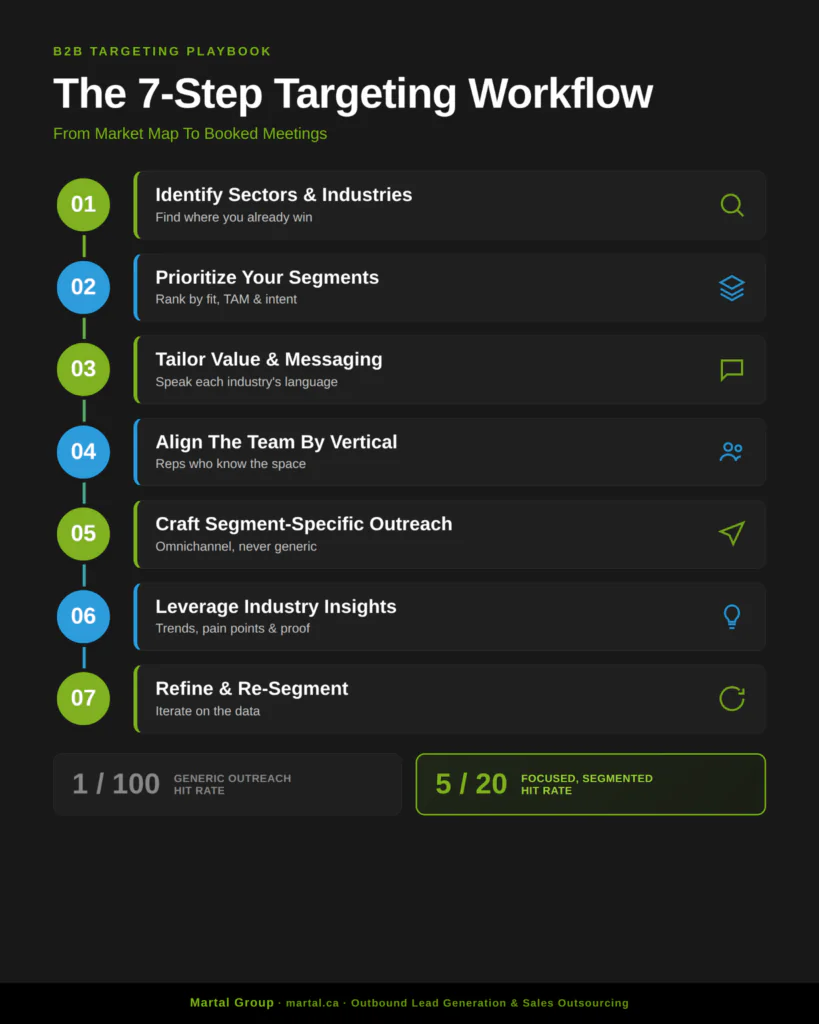 Seven-step timeline for targeting B2B sectors, industries, and segments.